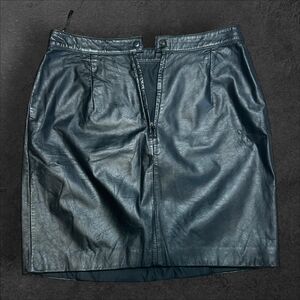 Vintage Byrnes & Baker Skirt Womens 12 Black 100% Leather High Waist Mini Lined